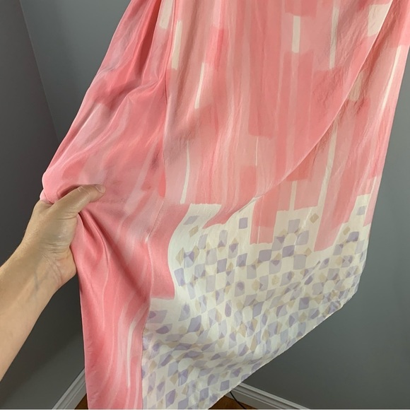 Anthropologie Maeve Avalonne Pink One Shoulder Asymmetric Silk Pink Mini Dress 8 - Picture 6 of 12